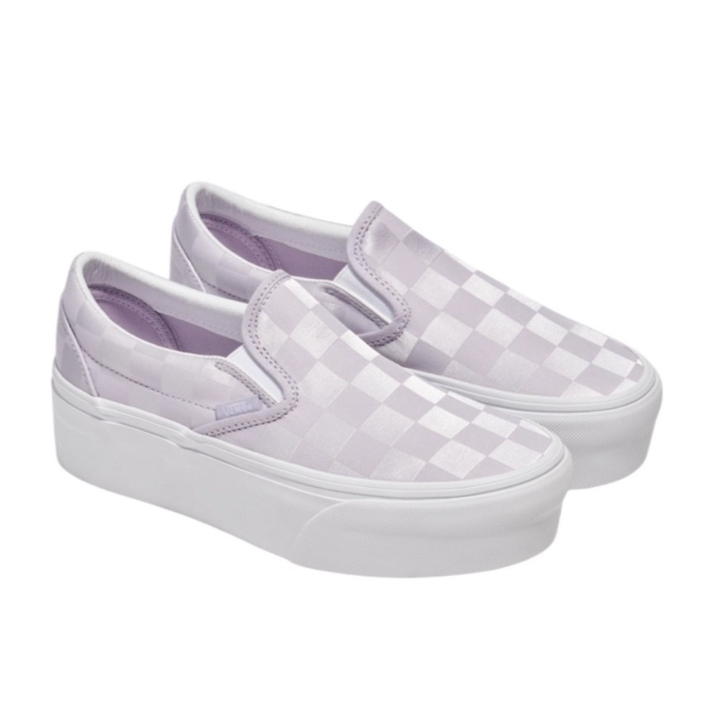 Vans Lavender Checkered Platform Shoes